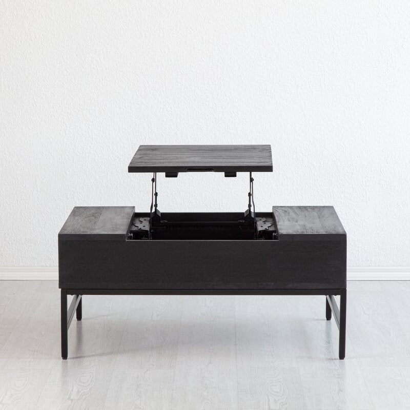 Black Clearfield Lift Top 4 Legs Coffee Table with Storage