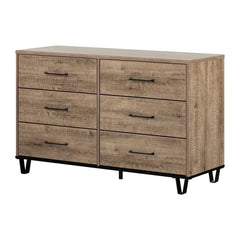 Cleary 6 Drawer 51.25'' W Double Dresser Weathered Oak Metal Accents