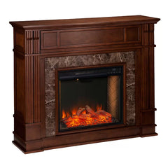 Whiskey Maple Clee TV Stand with Fireplace Included Built-in Lighting