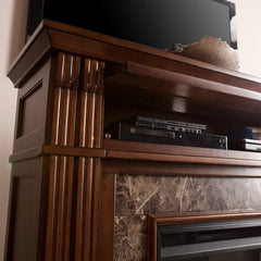 Whiskey Maple Clee TV Stand with Fireplace Included Built-in Lighting