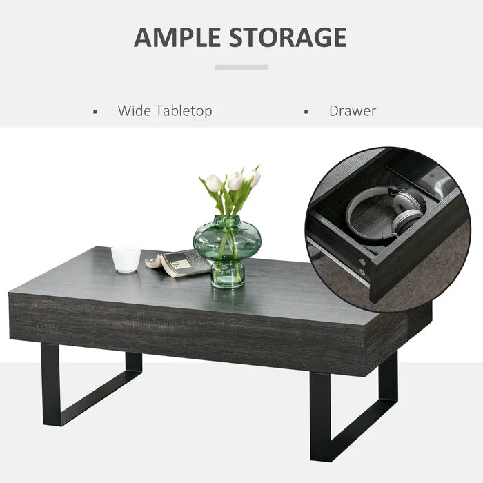 Dark Gray Cleethorpes Sled Coffee Table with Storage Engineered