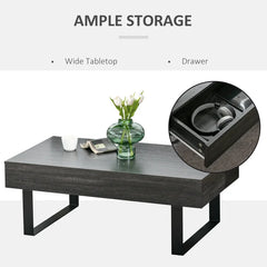 Dark Gray Cleethorpes Sled Coffee Table with Storage Engineered Wood top in a Neutral Hue