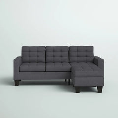 Clem 81" Wide Linen Reversible Sofa & Chaise with Ottoman Aesthetic Design