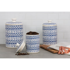 3 Piece Decorative Kitchen Canister Set Crafted From Porcelain