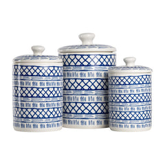 3 Piece Decorative Kitchen Canister Set Crafted From Porcelain