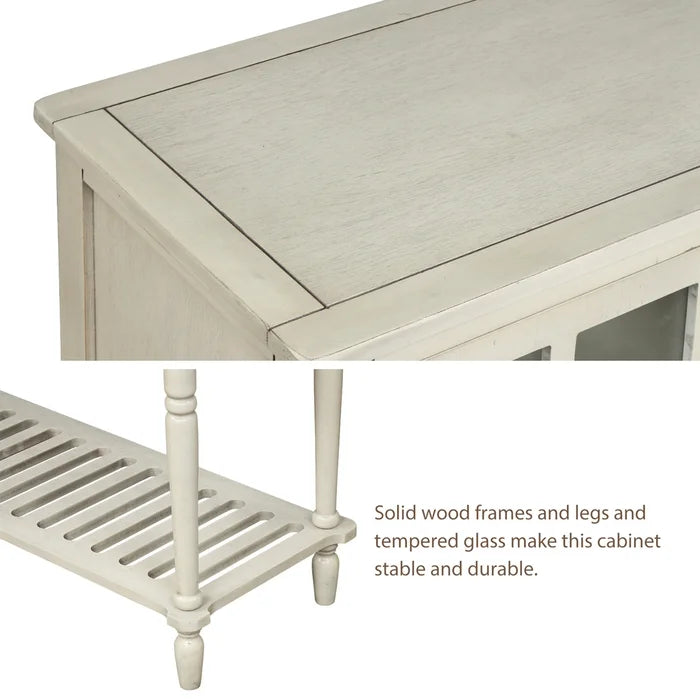 Antique Light Grey Clemow 34.2'' Tall Wood Mirrored Accent Chest