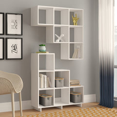 White Cleo 38.58'' H x 36.22'' W Step Bookcase (Set of 2)