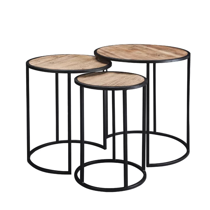 Frame 3 Nesting Tables Sturdy Metal Base Industrial Style Design Perfect for Living Room
