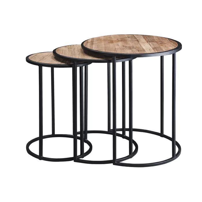 Frame 3 Nesting Tables Sturdy Metal Base Industrial Style Design Perfect for Living Room
