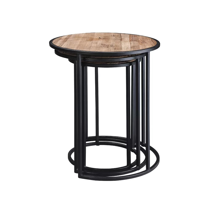 Frame 3 Nesting Tables Sturdy Metal Base Industrial Style Design Perfect for Living Room