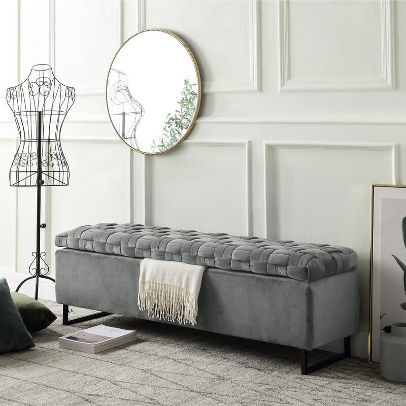 Clhoe Drawers Storage Bench Sultry Velvet Fabric and High Density