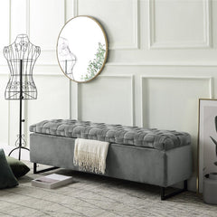 Clhoe Drawers Storage Bench Sultry Velvet Fabric and High Density