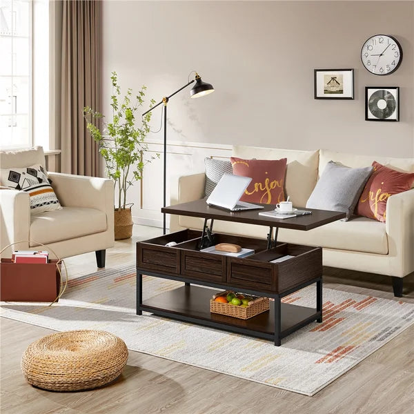 Clintin Lift Top Extendable Solid Wood  Coffee Table with Storage