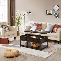 Clintin Lift Top Extendable Solid Wood  Coffee Table with Storage