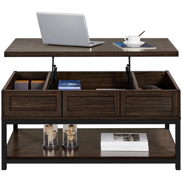 Clintin Lift Top Extendable Solid Wood  Coffee Table with Storage