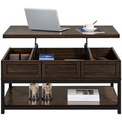 Clintin Lift Top Extendable Solid Wood  Coffee Table with Storage