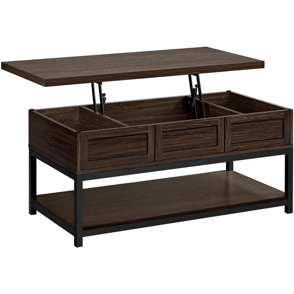 Clintin Lift Top Extendable Solid Wood  Coffee Table with Storage