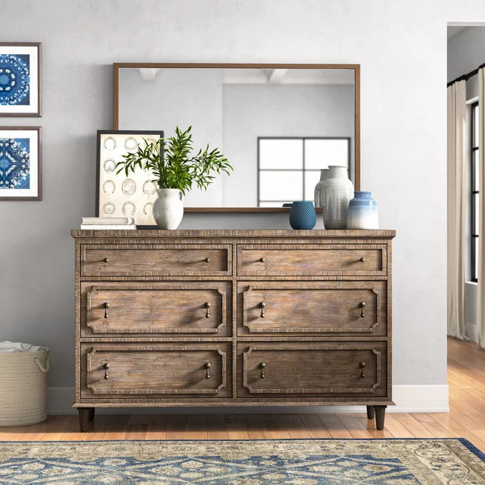 Distressed Finish Clintwood 6 Drawer 64'' W Double Dresser