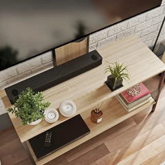 Clower Floating TV Stand for TVs up to 50" Natural Oak finish Perfect for Living Room