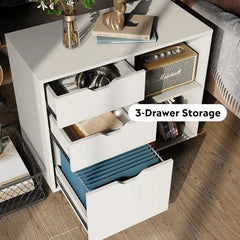White Clutier 31.69'' Wide 3 -Drawer Mobile Lateral Filing Cabinet Design
