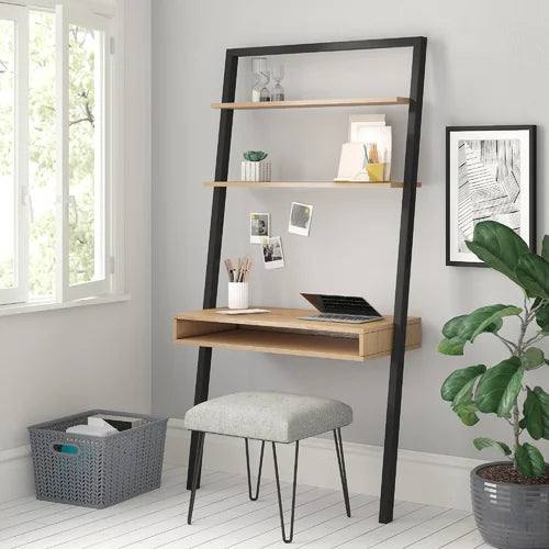 Oak Black Coby Leaning Ladder Desk Indoor Aesthetic Design