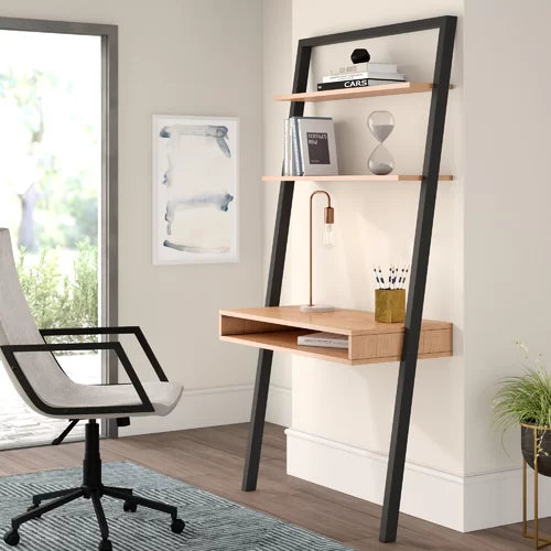 Oak Black Coby Leaning Ladder Desk Indoor Aesthetic Design