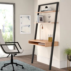 Oak Black Coby Leaning Ladder Desk Indoor Aesthetic Design