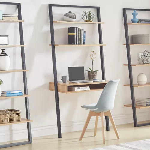 Oak Black Coby Leaning Ladder Desk Indoor Aesthetic Design