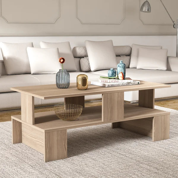 Cordoba Coffee Table with Storage Two Open Shelves Adds a Touch of Charm your Living Room