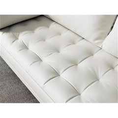 White Faux Cohrs 70'' Square Arm Sofa Engineered Wood Frame Design