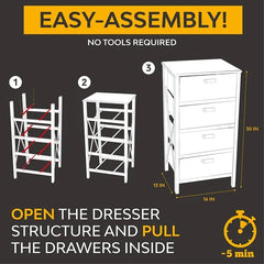 Color 4 Drawer 13'' W Solid Wood Chest Dresser Organizer