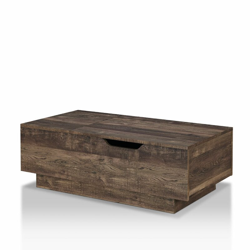 Reclaimed oak Colten Lift Top Block Coffee Table with Storage