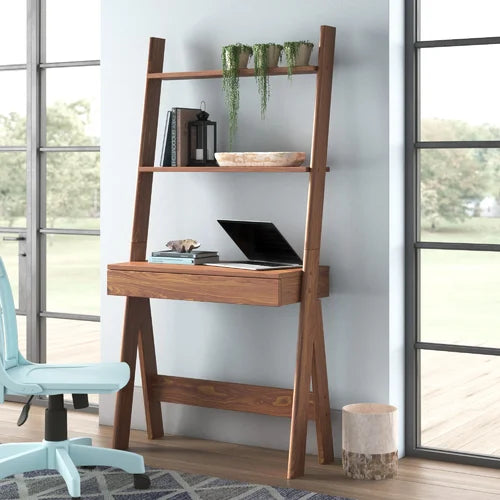 Ladder Desk Manufactured Solid Wood Offers Open Storage And Decorative Display