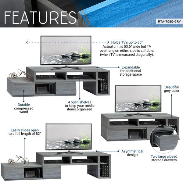 Conners TV Stand for TVs up to 65" Expandable Adjustable Console TV Stand