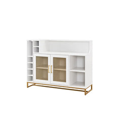 White Console Bar Cabinet with Wine Storage Perfect for Organize