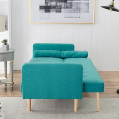 Convertible Futon Sofa Bed Linen Upholstered Accent Folding Lounge Sleeper Couch With Armrest
