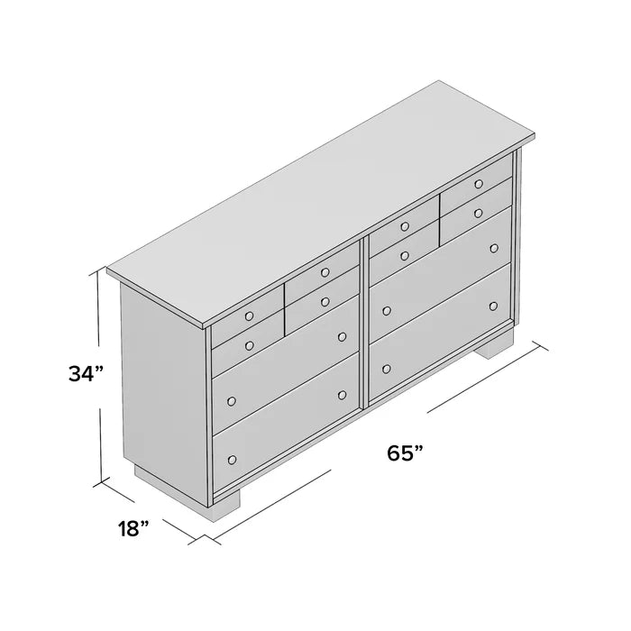Storm Gray Cooksey 6 Drawer 65'' W Double Dresser Natural Finish that Highlights
