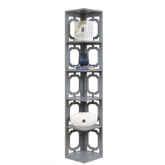5-tier Corner Bookcase - Grey Unique Display with this Corner Bookshelf Shelf