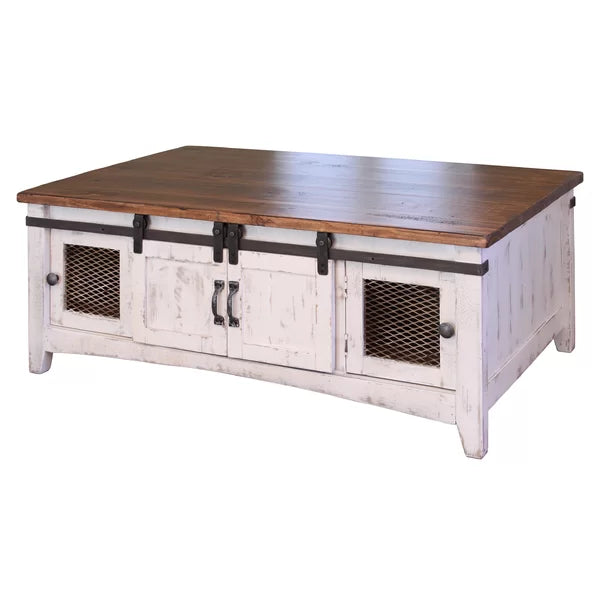 Coralie Solid Wood Four Legs Coffee Table with Storage