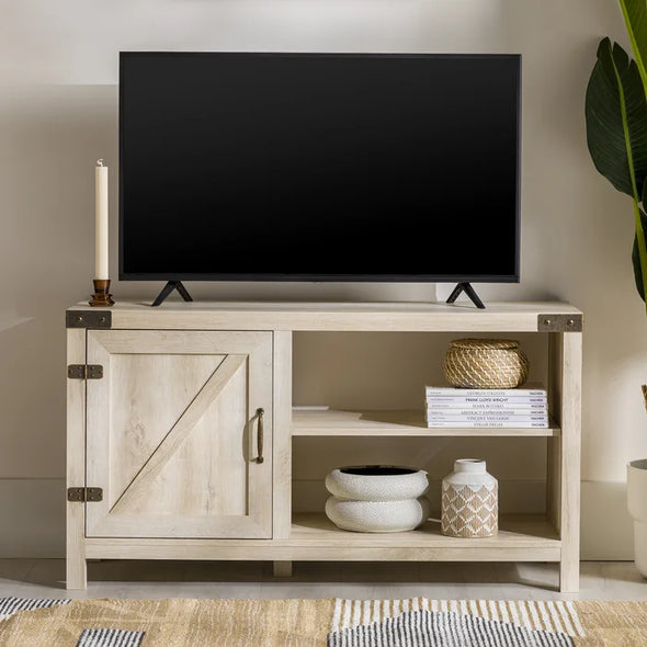 White Oak Coridon TV Stand for TVs up to 50" Adjustable Shelves with Cable Management