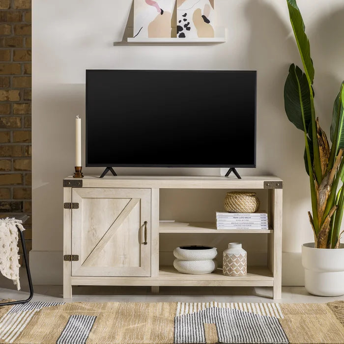 White Oak Coridon TV Stand for TVs up to 50" Adjustable Shelves with Cable Management