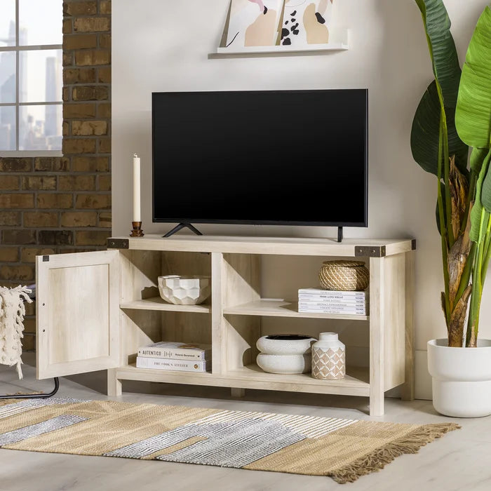 White Oak Coridon TV Stand for TVs up to 50" Adjustable Shelves with Cable Management