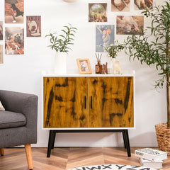 Sideboard Buffet Storage Cabinet W/2 Door Metal Legs Accent Cabinet 32in