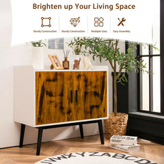 Sideboard Buffet Storage Cabinet W/2 Door Metal Legs Accent Cabinet 32in