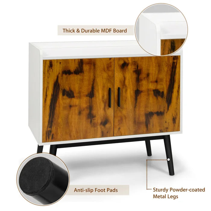 Sideboard Buffet Storage Cabinet W/2 Door Metal Legs Accent Cabinet 32in
