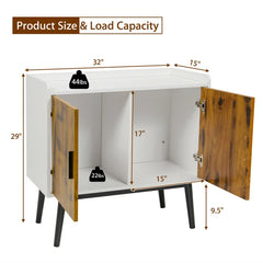 Sideboard Buffet Storage Cabinet W/2 Door Metal Legs Accent Cabinet 32in