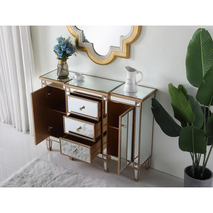 Cosmo 36'' Tall 2 - Door Mirrored Square Accent Cabinet Add Style and Function to your Home