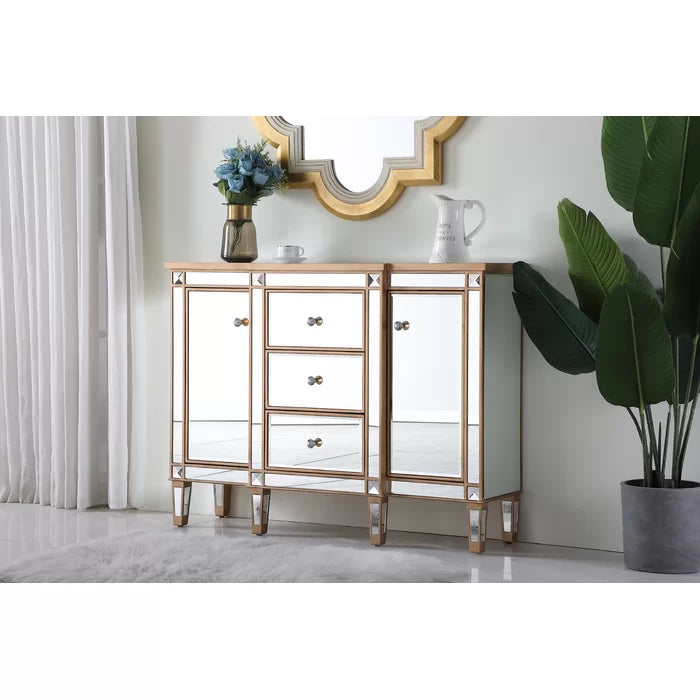 Cosmo 36'' Tall 2 - Door Mirrored Square Accent Cabinet Add Style and Function to your Home