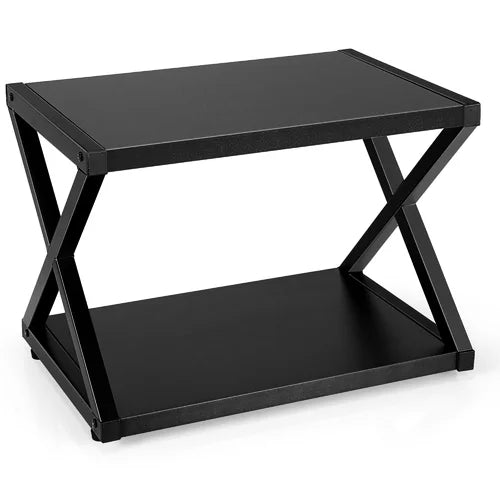Costway Desktop Printer Stand 2 Tiers Storage Shelves W/anti-skid Pads Black