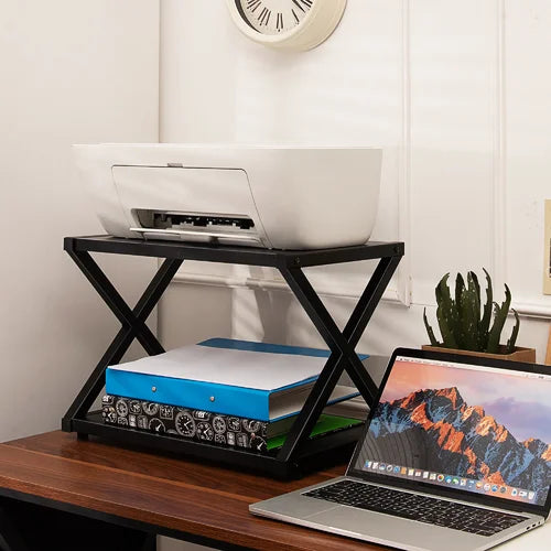 Costway Desktop Printer Stand 2 Tiers Storage Shelves W/anti-skid Pads Black